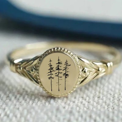 925 Sterling Silver Pine Tree Ring
