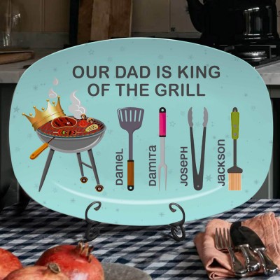 Personalised Our Dad Is King of The Grill Plate Father's Day Gift Ideas