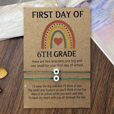 Personalised First Day of 6th Grade Matching Bracelets