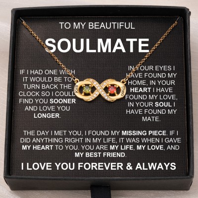 Personalised To My Soulmate Couples Infinity Name Birthstone Necklace Anniversary Love Gift Ideas For Girlfriend Wife Soulmate