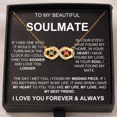 To My Soulmate Personalised Couples Infinity Name Necklace with Birthstone Designs Love Gift Ideas for Girlfriend Wife Soulmate Anniversary GIfts
