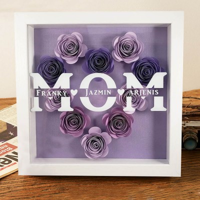 Gift Ideas for Mum Personalised Paper Flower Shadow Box for Grandma Gift for Her