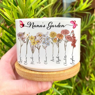 Custom Nana's Garden Mini Succulent Plant Birth Flower Pot Family Gift for Mum Grandma Mother's Day Gifts