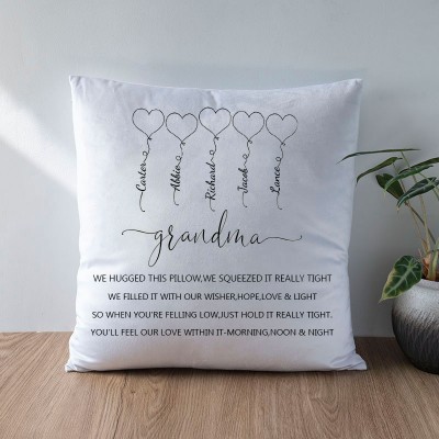 Personalised Engraving 1-20 Kids Names Family Pillow Mother's Day Gift