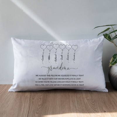 Personalised Engraving 1-20 Kids Names Family Pillow Mother's Day Gift