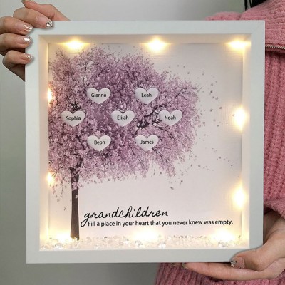 Personalised Light Up Family Tree Shadow Box Gifts for Her Mother's Day Birthday Gift for Grandma Mum Anniversary Gift for Wife Family Gift 