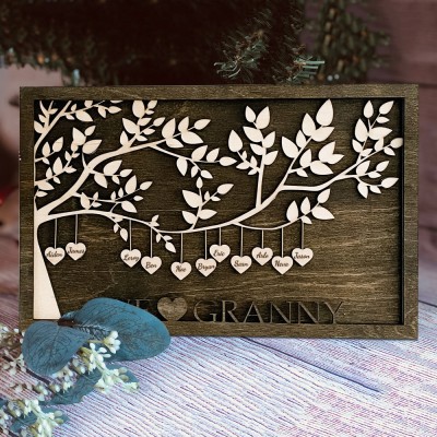 Personalised Handmade Family Tree Frame Sign For Granny Love Gift For Mum Grandma Mother's Day Gift