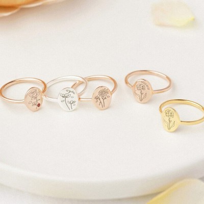 Personalised Birth Flower Ring