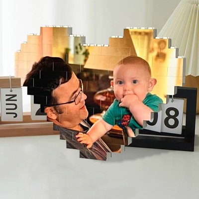 Personalised Building Brick Heart Shaped Photo in Frame Block Birthday Gift for Dad Christmas Anniversary Gift for Husband