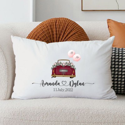 Personalised Mr. Mrs. Couple Pillow Wedding Anniversary Gift for Wife Valentine's Day Gift for Her