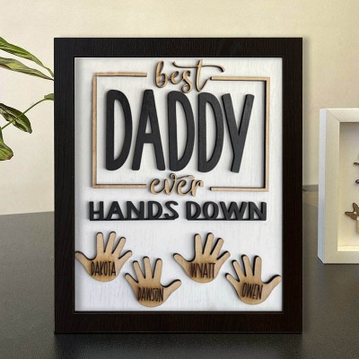 Personalised Daddy Hands Down Handprint Sign Frame Father's Day Gift