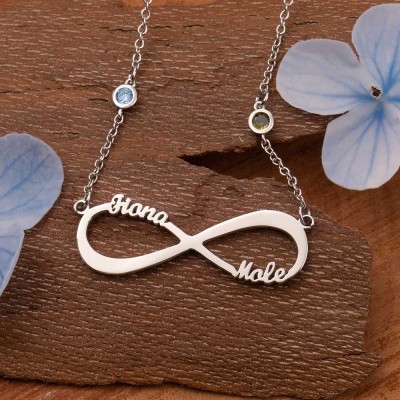 Personalised Infinity Shaped Necklace With 1-8 Kids Names And Birthstones Unique Birthday Gift For Mum Grandma Mother's Day Gift Baby Shower Gift Ideas