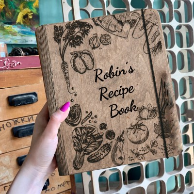 Personalised Wooden Recipe Book Family Cookbook Journal Gifts For Mum Grandma Wife Her