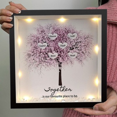 Personalised Light Up Family Tree Box Frame with 1-25 Names Mother's Day Gift For Grandma, Mum