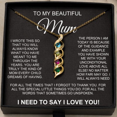 Personalised To My Mum Names Birthstones Necklace Love Anniversary Birthday Gift Ideas For Grandma Mum New Mum Her