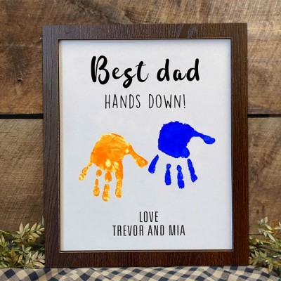 Personalised Best Dad Hands Down DIY Handprint Sign Father's Day Gift