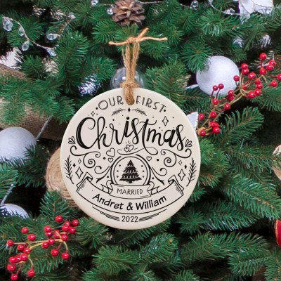Personalised Our First Christmas Ornament Newlywed Christmas Ornament Christmas Gift