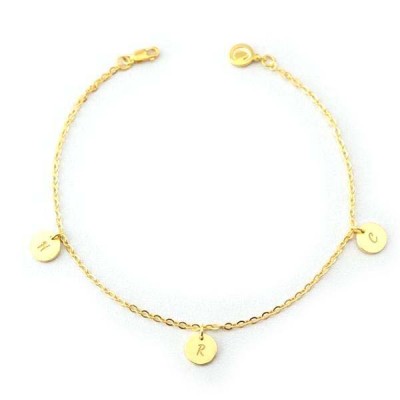 Personalised Initial Engraved Anklet Adjustable With 1-6 Charms