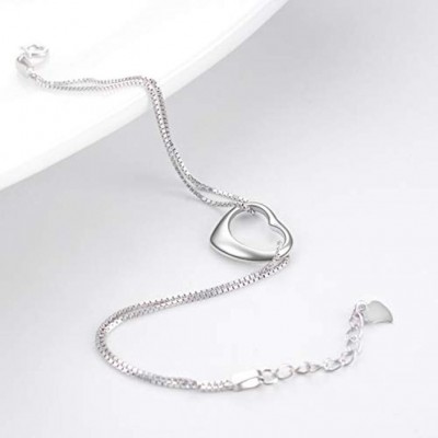 Ankle Heart Charm Bracelet Sterling Silver Anklet Chain Bracelet Beach Foot Jewelry for Women