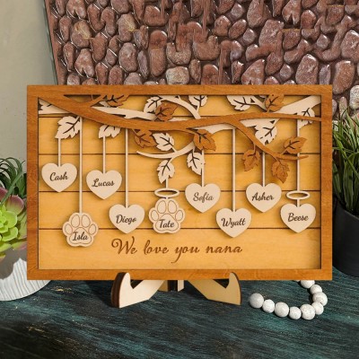 Personalised Handmade Wooden Family Tree Sign Keepsake Gift Ideas For Mum Nana Mother's Day Gift