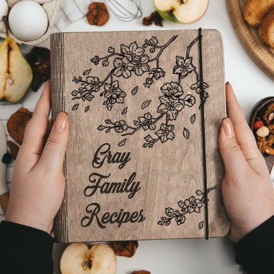 Personalised Wooden Family Recipe Book Christmas Gift Ideas for Mum Grandma