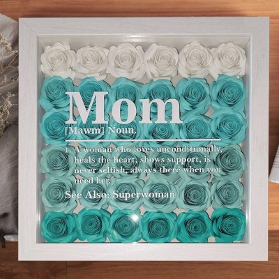 Personalised Mum Noun Definition Paper Flower Shadow Box Gift for Mum