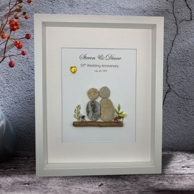 Personalised Wedding Anniversary Pebble Art Frame Anniversary Gift