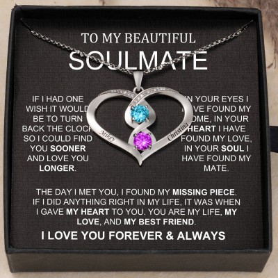 To My Soulmate Name Necklace with Birthstone Design Personalised Gifts for Soulmate Love Gift Ideas for Her Anniversary Gifts