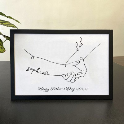 Personalised Hand Drawn Parent and Child Holding Hands Minimalist Line Art Fist Pump Print
