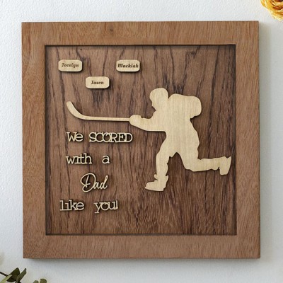 Handmade Father's Day Gift Personalised Hockey Plaque With 1-10 Names Engraved