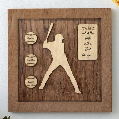 Handmade Father's Day Gift Personalised Baseball Plaque With 1-10 Names Engraved