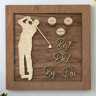 Handmade Father's Day Gift Personalised Golf Plaque With 1-10 Names Engraved