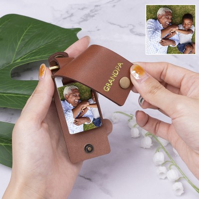 Personalised Leather Engraved Photo Keychain