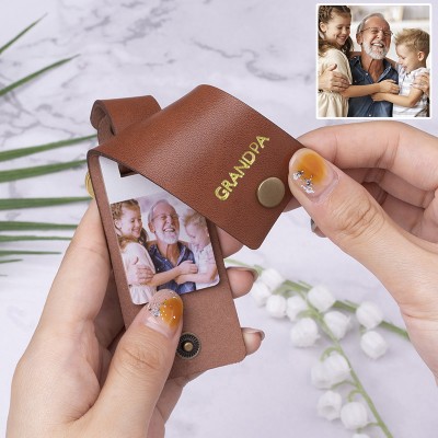 Personalised Leather Engraved Photo Keychain