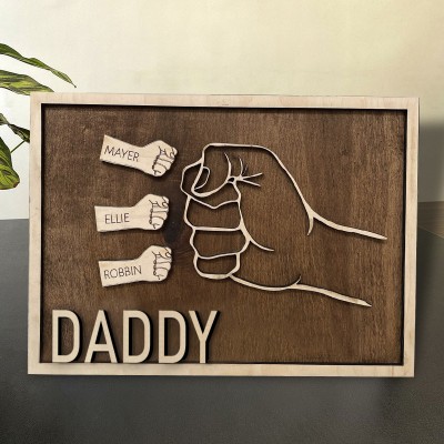 Personalised Fist Bump Engraved Framed Father's Day Gift