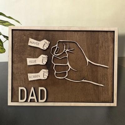 Personalised Fist Bump Engraved Framed Father's Day Gift