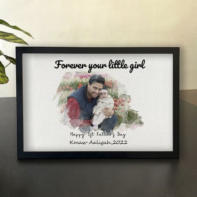 Personalised Forever Your Little Girl Art Photo Dad Framed Father's Day Gift