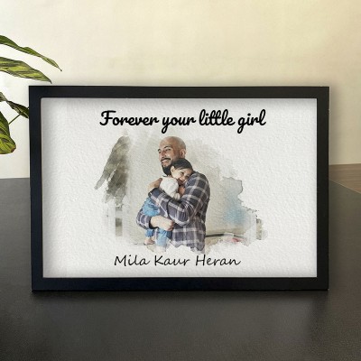Personalised Forever Your Little Girl Art Photo Dad Framed Father's Day Gift