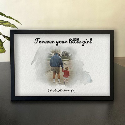 Personalised Forever Your Little Girl Art Photo Dad Framed Father's Day Gift