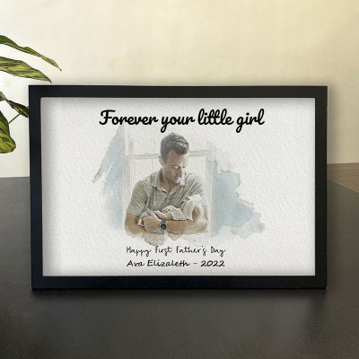 Personalised Forever Your Little Girl Art Photo Dad Framed Father's Day Gift