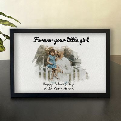 Personalised Forever Your Little Girl Art Photo Dad Framed Father's Day Gift