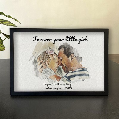 Personalised Forever Your Little Girl Art Photo Dad Framed Father's Day Gift