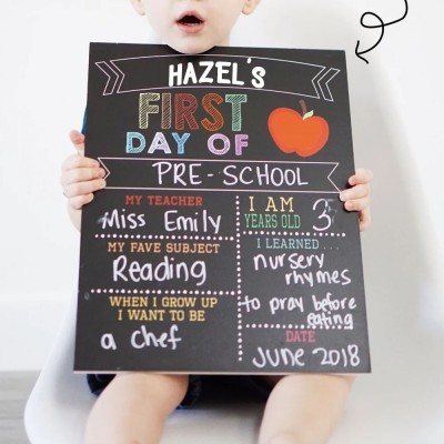Personalised First Day of School Sign Reusable Chalkboard