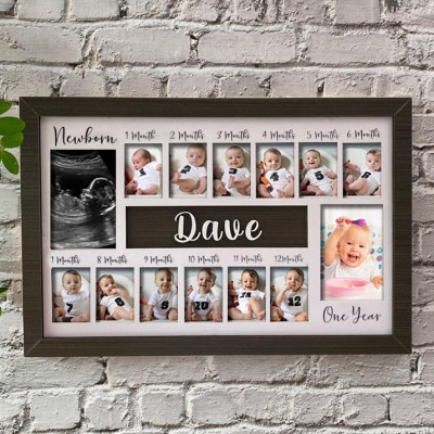 Personalised 3D Baby First Year Photo Frame Monthly Milestones Month Picture Frame 