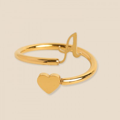 I'll Always Be With You Initial Heart Ring Birthday Christmas Gift for Granddaughter