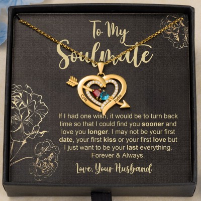 To My Soulmate Heart Shaped Birthstone Necklace Personalised Gifts for Her Love Gift Ideas for Wife Valentine's Day Gifts