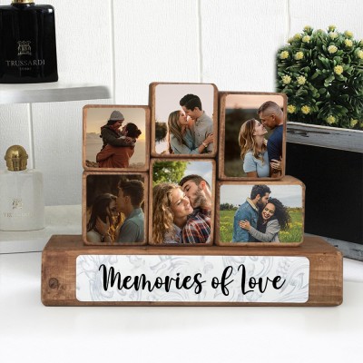 Personalised Wooden Stacking Photo Blocks Set Memorial Anniversary Gifts for Couples Wife Husband Her