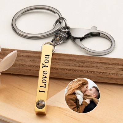 Personalised Photo Projection Keychain with Picture Inside for Men Gifts for Her Him Anniversary Gift Ideas