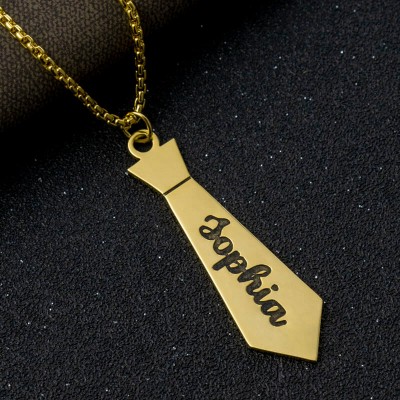Personalised Tie Shaped Pendant Name Necklace