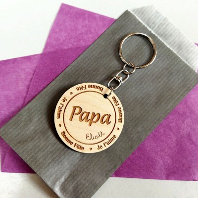 Father’s Day Gift Personalised Papa Keychain Engraving 1-10 Names 